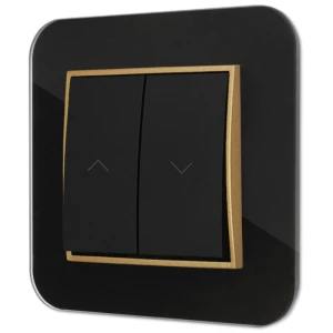 Włącznik roletowy zwierny z ramką zaokrągloną efekt szkła seria ICON kolor czarny/złoty