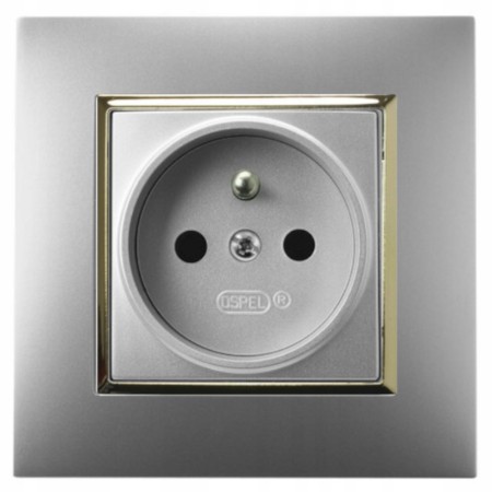 Gniazdo Elektryczne Ospel Aria Pojedyncze Gniazdko  Srebrny Złoto