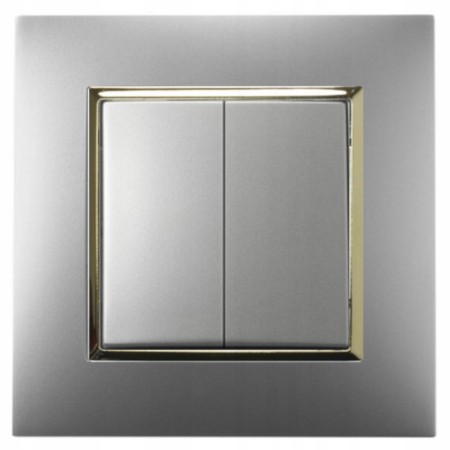 Włącznik Światła Podwójny Schodowy Ospel Aria Srebrny Złoto