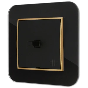 Włącznik krzyżowy w stylu USA ramka zaokrąglona efekt szkła seria ICON kolor czarny/złoty