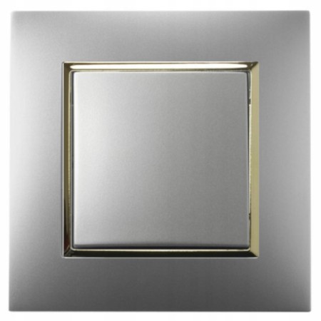 Włącznik Światła Pojedynczy W Ramce Srebrny Złoto