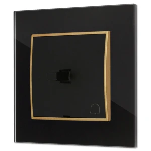Włącznik dzwonkowy w stylu USA ramka kwadratowa efekt szkła seria ICON kolor czarny/złoty
