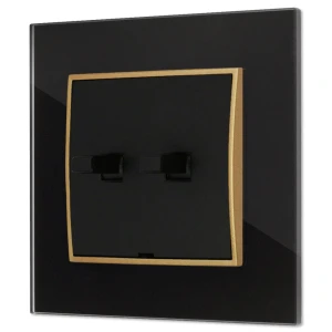Włącznik roletowy w stylu USA ramka kwadratowa efekt szkła seria ICON kolor czarny/złoty