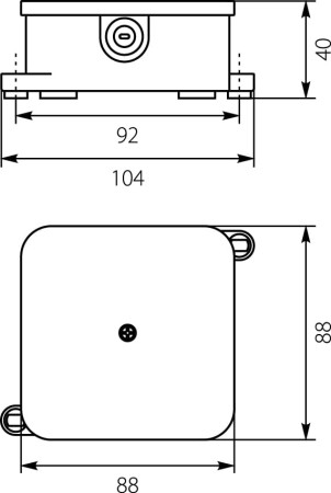 Puszka n/t hermetyczna z zaciskami 1‑4mm2 88x88x40mm IP44 biała VP 061‑51 61.170