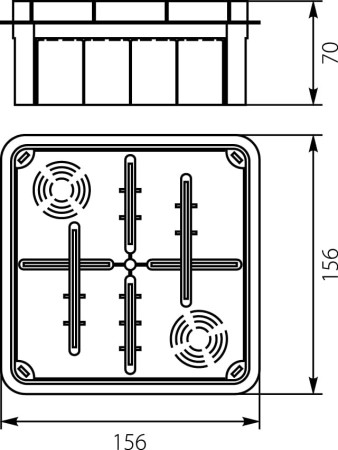 Puszka podtynkowa 156x156x70mm Pp/t 7 11.7