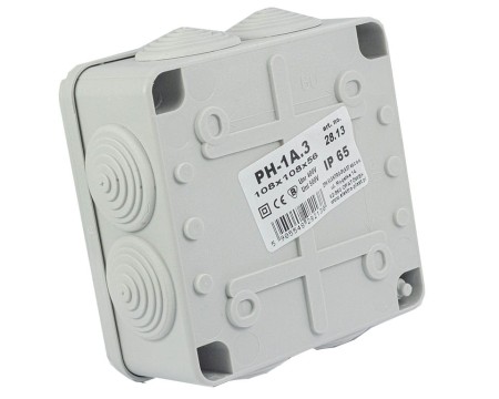 Puszka hermetyczna natynkowa 108x108x56mm IP44 szara PH‑1A.3 28.13