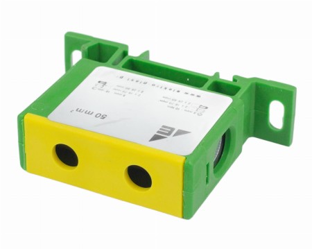 Blok rozdzielczy‑odgałęźny 1‑polowy CU 16‑50mm2 żółto‑zielony montaż płaski i na szynę TH ZP50 Cu / z 48.59