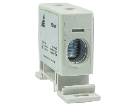 Blok rozdzielczy‑odgałęźny 1‑polowy CU 16‑50mm2 szary montaż płaski i na szynę TH ZP50 Cu / s 48.55