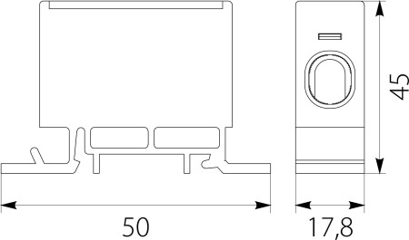 Blok rozdzielczy‑odgałęźny 1‑polowy CU 16‑50mm2 szary montaż płaski i na szynę TH ZP50 Cu / s 48.55
