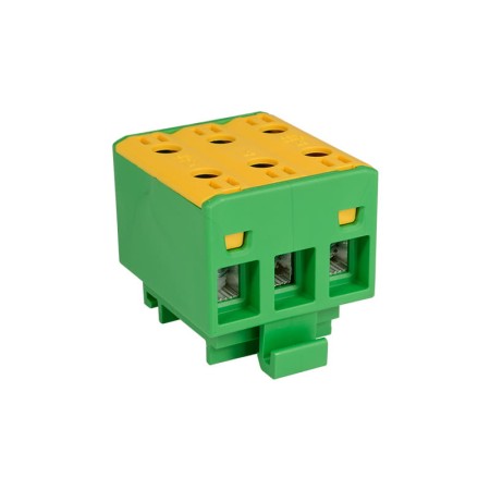 Blok rozdzielczy‑odgałęźny 3‑polowy AL/CU 3x16mm2 zielony montaż płaski i na szynę TH WLZ35/3x16/z 48.318