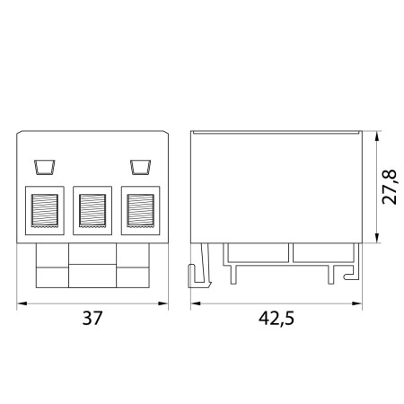 Blok rozdzielczy‑odgałęźny 3‑polowy AL/CU 3x16mm2 zielony montaż płaski i na szynę TH WLZ35/3x16/z 48.318