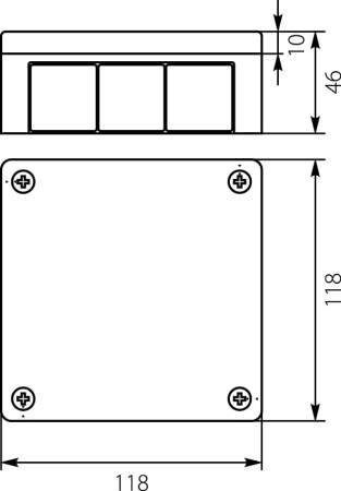 Puszka n/t hermetyczna pusta 118x118x46mm IP55 popiel VP 051‑03 61.155