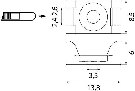 Uchwyt do opaski kablowej przykręcany 8.5x13,8mm biała 100szt.