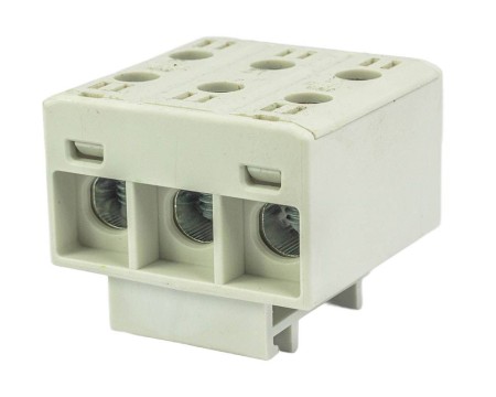 Blok rozdzielczy‑odgałęźny 3‑polowy AL/CU 3x35mm2 szary montaż płaski i na szynę TH WLZ35/3x35/s 48.336