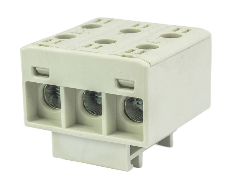 Blok rozdzielczy‑odgałęźny 3‑polowy AL/CU 3x35mm2 szary montaż płaski i na szynę TH WLZ35/3x35/s 48.336