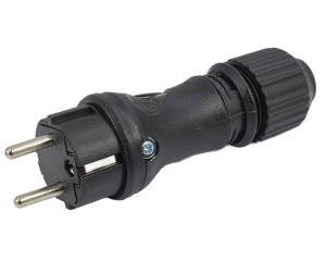 Wtyczka prosta gumowa z uchwytem b/u 16A 2P IP44 czarna