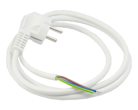 Przewód przyłączeniowy 3x1,0 mm2 biały z wtyczką kątową 1,5m