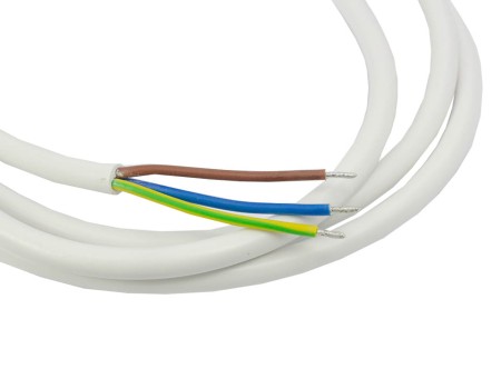 Przewód przyłączeniowy 3x1,0 mm2 biały z wtyczką kątową 1,5m