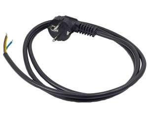 Przewód przyłączeniowy 3x1,0 mm2 czarny z wtyczką kątową 1,5m