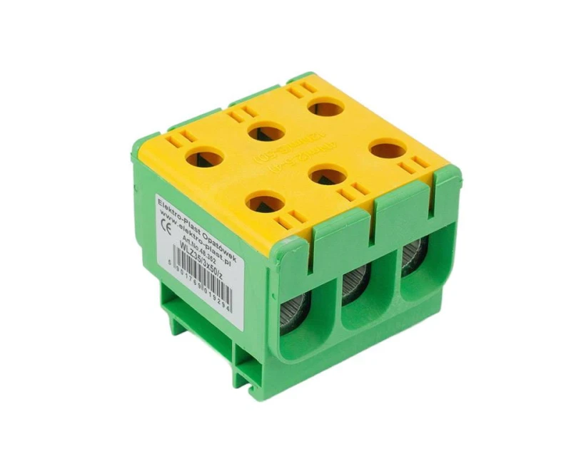 Złącze przelotowe AL/CU 3x50mm2 zielony montaż płaski i na szynę DIN