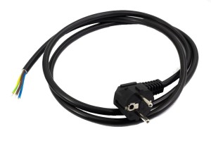 Przewód przyłączeniowy W‑3 3x1,5 mm2 czarny z wtyczką kątową 1,5m