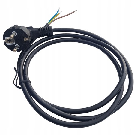 Przewód przyłączeniowy W‑3 3x1,5 mm2 czarny z wtyczką kątową 1,5m