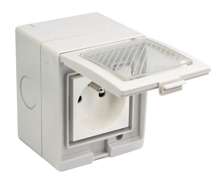 Gniazdo hermetyczne pojedyncze natynkowe hermetyczne GPN IP55 AQUA55 55.19