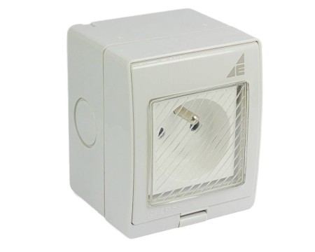 Gniazdo hermetyczne pojedyncze natynkowe hermetyczne GPN IP55 AQUA55 55.19