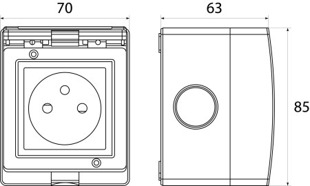 Gniazdo hermetyczne pojedyncze natynkowe hermetyczne GPN IP55 AQUA55 55.19