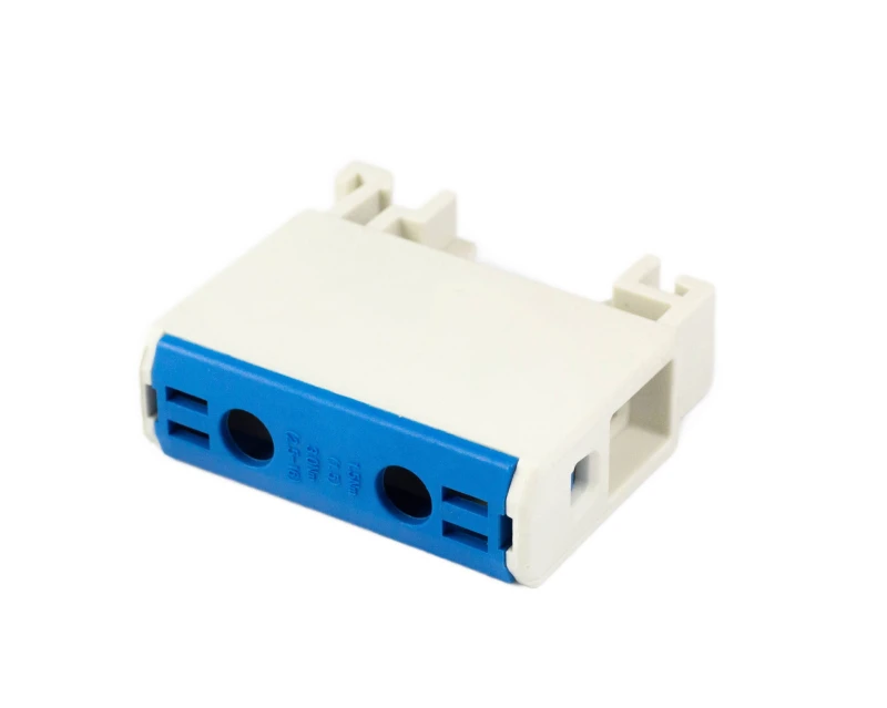 Blok rozdzielczy 1‑polowy AL/CU 2,5‑16mm2 niebieski montaż na szynę TH