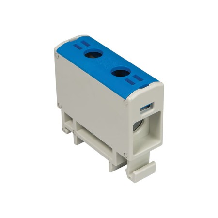 Blok rozdzielczy 1‑polowy AL/CU 2,5‑16mm2 niebieski montaż na szynę TH