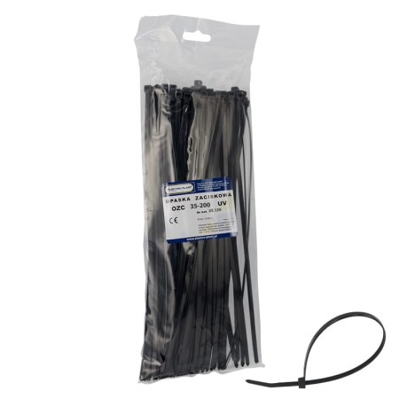 Opaska kablowa 3,5mm 200mm czarna UV 200/3,5 OZC 35‑200 100szt