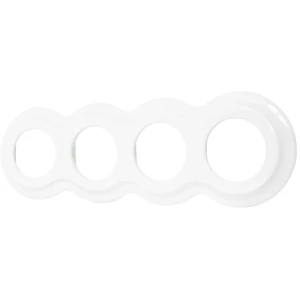 Ramka poczwórna okrągła klasyczna do łączników i gniazd 'Retro ceramic' - biała