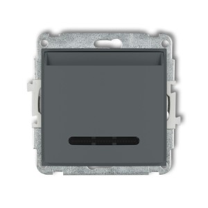 Karlik MINI grafitowy mat Mechanizm łącznika hotelowego pojedynczego (podświetlenie niebieskie) 28MSH-1.2