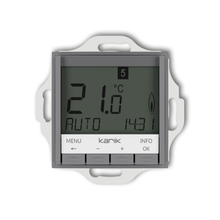 Karlik seria Mini Mechanizm uniwersalnego elektronicznego tygodniowego regulatora temperatury (podświetlenie białe) 27MRT-3.1