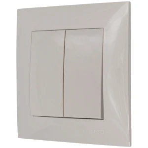 Włącznik schodowy podwójny z ramką seria szafir kolor kaszmirowy beż