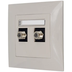 Gniazdo antenowe 2x z ramką seria szafir kolor kaszmirowy beż