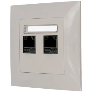 Gniazdo internetowe rj45 2x z ramką seria szafir kolor kaszmirowy beż