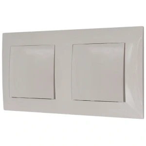 Dwa włączniki pojedyncze z ramką seria szafir kolor kaszmirowy beż