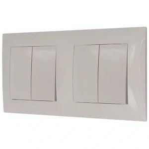 Dwa włączniki podwójne z ramką seria szafir kolor kaszmirowy beż