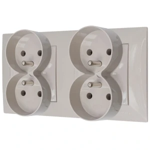 Dwa gniazda podwójne z ramką seria szafir kolor kaszmirowy beż