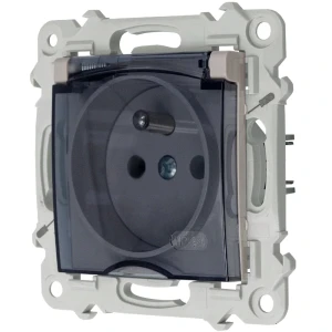 Ospel szafir Gniazdo bryzgoszczelne z uziemieniem IP-44 wieczko przezroczyste kolor KASZMIROWY BEŻ GPH-1ZZ/m/83/d