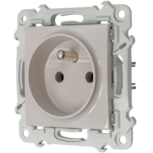 Ospel szafir Gniazdo pojedyncze z uziemieniem z przesłonami torów prądowych kolor KASZMIROWY BEŻ GP-1ZZP/m/83