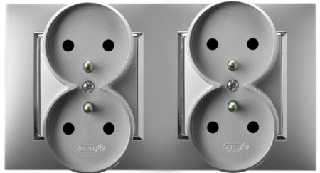 Gniazdo Poczwórne Pokojowe Ścienne Ospel Aria Srebrny Srebro