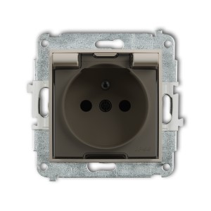 Karlik ICON Mechanizm gniazda bryzgoszczelnego z uziemieniem 2P+Z (klapka dymna, przesłony torów prądowych) 60IGPB-1zdp