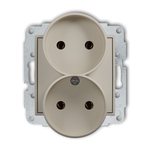 Karlik ICON Mechanizm gniazda podwójnego do ramki bez uziemienia 2x2P (bez przesłon torów prądowych) 60IGPR-2
