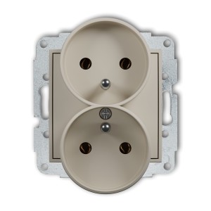 Karlik ICON Mechanizm gniazda podwójnego do ramki z uziemieniem 2x(2P+Z) (bez przesłon torów prądowych) 60IGPR-2z