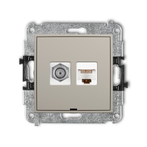 Karlik ICON Mechanizm gniazda antenowego poj. typu F (SAT) + gniazda komp. poj. 1xRJ45, kat. 5e, 8-stykowy, bez pola opisowego 60IGFKBO-1