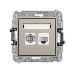 Karlik ICON Mechanizm gniazda antenowego poj. typu F (SAT) + gniazda komp. poj. 1xRJ45, kat. 6, 8-stykowy 60IGFK-3