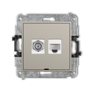 Karlik ICON Mechanizm gniazda antenowego poj. typu F (SAT) + gniazda komp. poj. 1xRJ45, kat. 6, 8-stykowy, bez pola opisowego 60IGFKBO-3